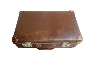 beyaz zemin üzerinde Vintage kahverengi çanta