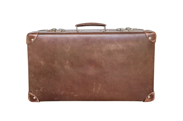 Valigia marrone vintage su sfondo bianco — Foto Stock