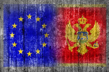 Beton duvar AB ve Karadağ bayrağı 