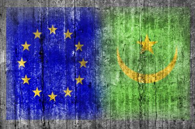 AB ve Moritanya bayrak beton duvar 