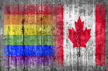 Beton duvar LGBT ve Kanada bayrağı 