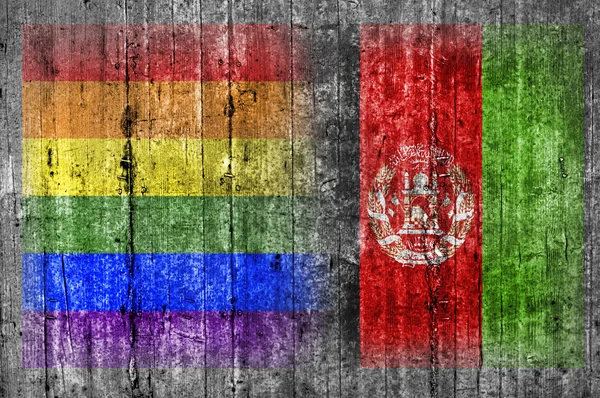 ЛГБТ і Афганістані прапор на бетонну стіну — стокове фото