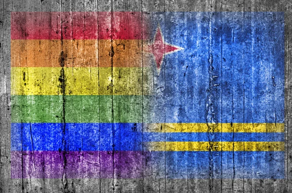 Σημαία του ΛΟΑΤ και Αρούμπα στο τσιμεντένιο τοίχο — Φωτογραφία Αρχείου