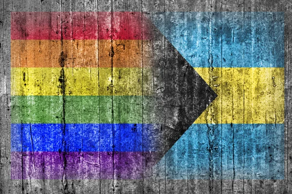 Flaga LGBT i Bahamy na betonowej ścianie — Zdjęcie stockowe