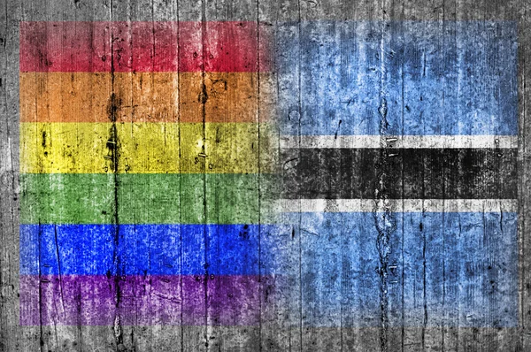 ЛГБТ і Ботсвана прапор на бетонну стіну — стокове фото