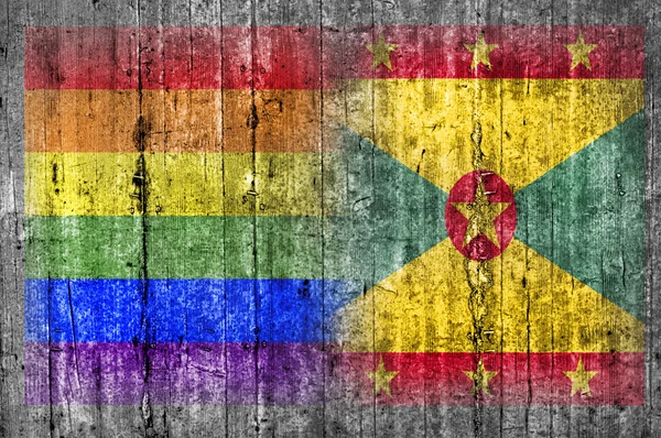 Σημαία του ΛΟΑΤ και τη Γρενάδα στο τσιμεντένιο τοίχο — Φωτογραφία Αρχείου
