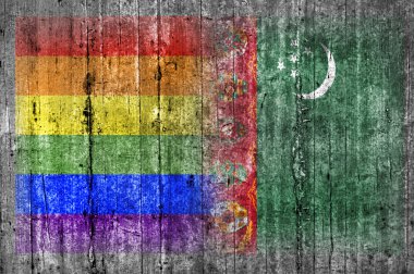 Beton duvar LGBT ve Türkmenistan bayrağı 