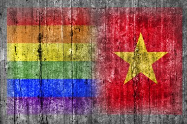 Beton duvar LGBT ve Vietnam bayrağı 
