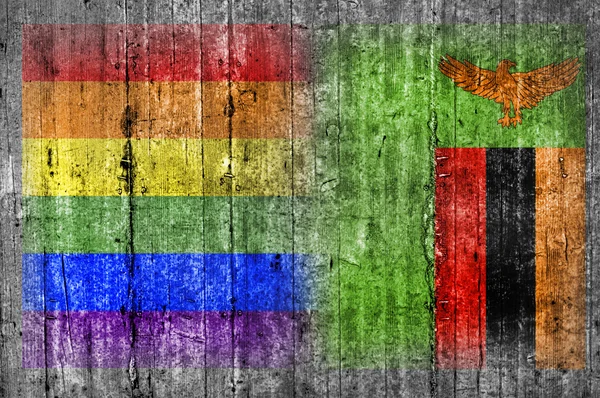 Прапор Гвінеї та ЛГБТ на бетонну стіну — стокове фото