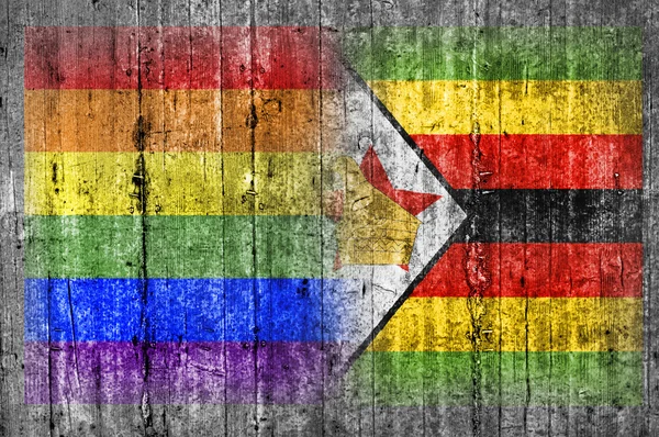HBT och Zimbabwe flagga på betongvägg — Stockfoto