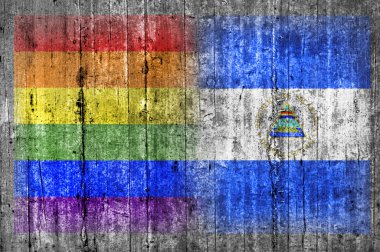 Beton duvar LGBT ve Nikaragua bayrağı 