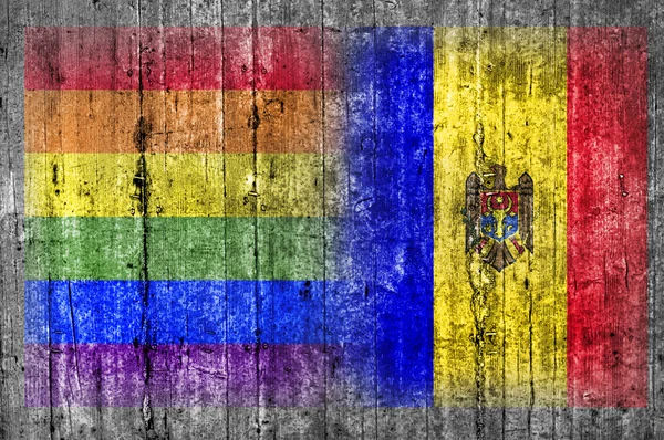 HBT och Moldavien flagga på betongvägg — Stockfoto