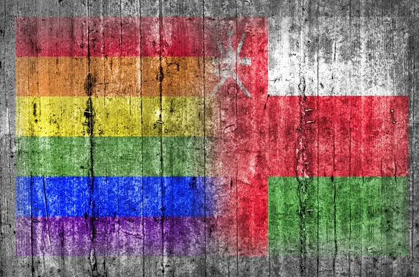 HBT och Oman flagga på betongvägg — Stockfoto