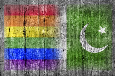 Beton duvar LGBT ve Pakistan bayrağı 