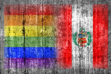 Beton duvar LGBT ve Peru bayrağı 