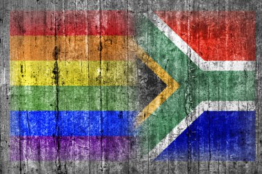 Beton duvar LGBT ve Güney Afrika bayrağı 