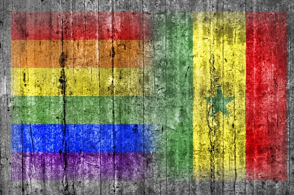 LMBT és Szenegál zászló a betonfal — Stock Fotó
