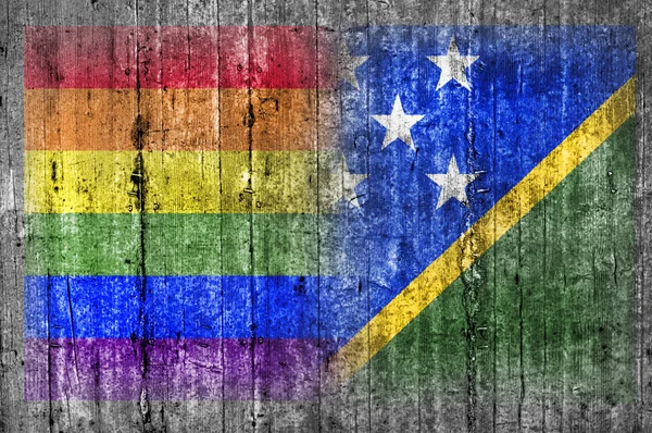 LGBT a Šalamounovy ostrovy vlajka na betonovou zeď — Stock fotografie