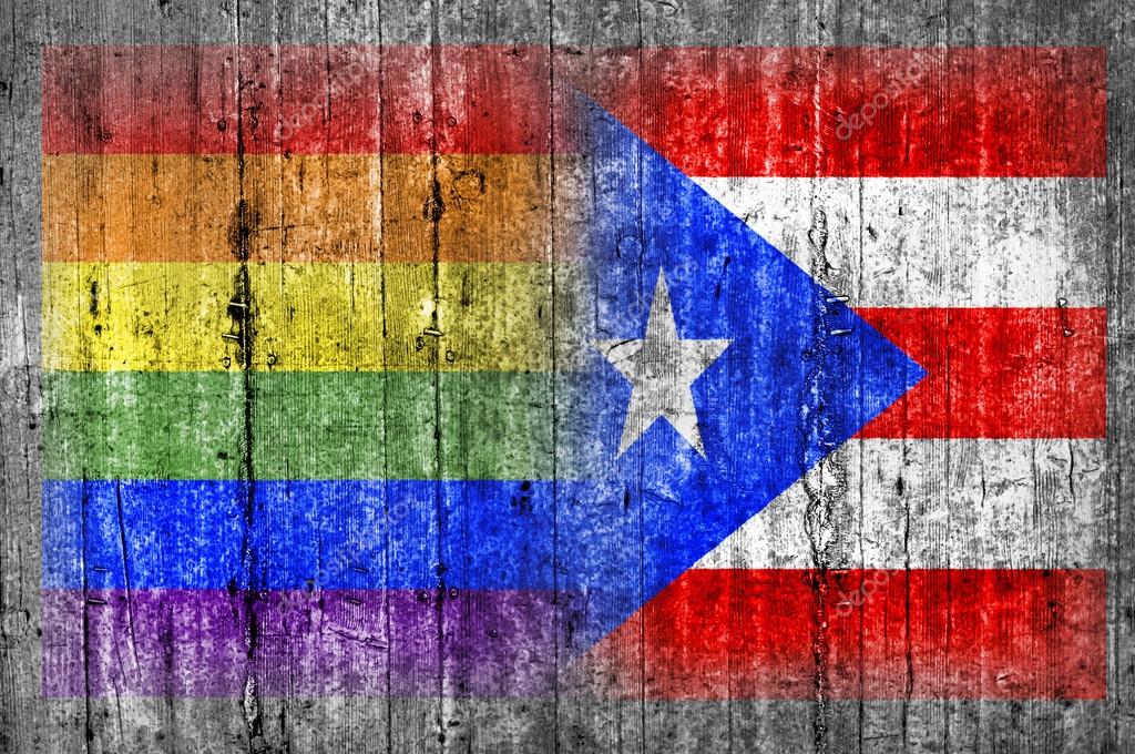 Lgbt And Puerto Rico Flag On Concrete Wall Stock Photo C Bennian