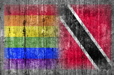 Beton duvar LGBT ve Trinidad ve Tobago bayrağı 