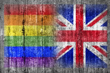 Beton duvar LGBT ve İngiltere bayrağı 