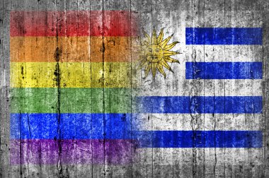 Beton duvar LGBT ve Uruguay bayrağı 