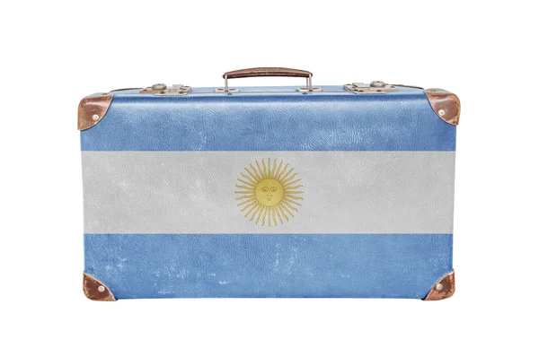 Valigia vintage con bandiera argentina — Foto Stock