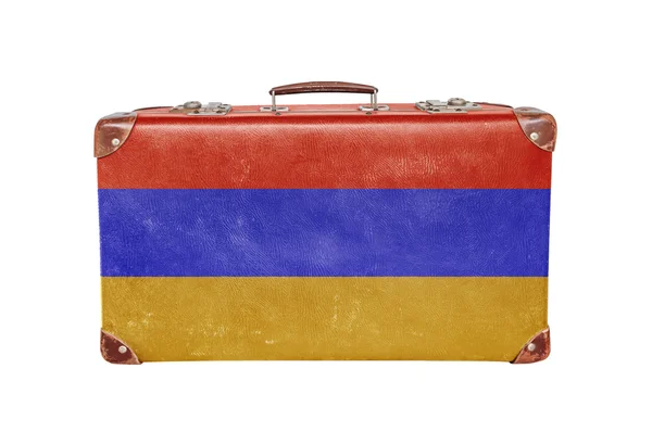 Vintage resväska med Armenien flagga — Stockfoto