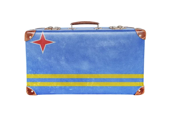Vintage resväska med Arubas flagga — Stockfoto