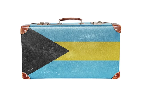 与巴哈马国旗复古手提箱 — 图库照片