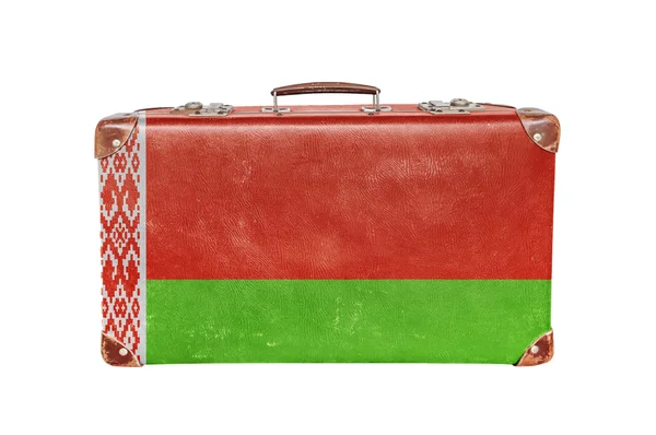 Vintage resväska med Vitrysslands flagga — Stockfoto