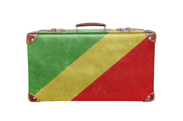 Vintage resväska med Kongo Republiken flagga — Stockfoto