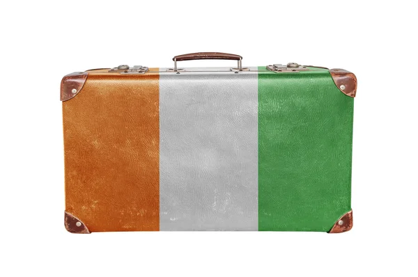 Vintage resväska med Cote d'lvoire flagga — Stockfoto