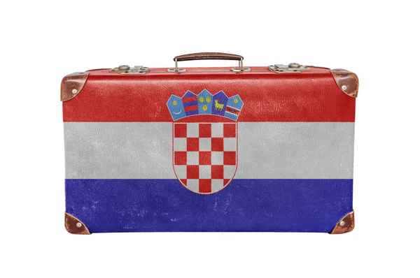 Maleta Vintage con bandera de Croacia — Foto de Stock