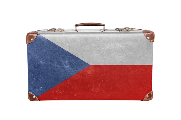 Vintage resväska med Tjeckien flagga — Stockfoto