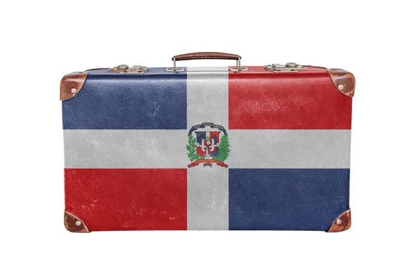 Maleta Vintage con bandera de República Dominicana — Foto de Stock