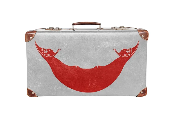 Vintage resväska med Påskön flagga — Stockfoto