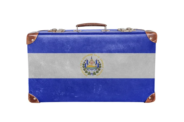 Maleta Vintage con Bandera de El Salvador — Foto de Stock