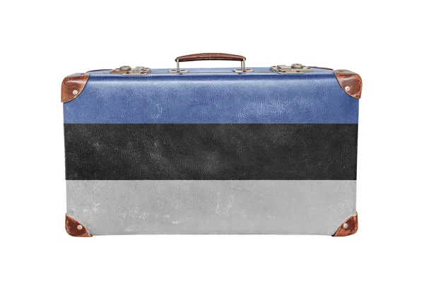 Valise vintage avec drapeau estonien — Photo