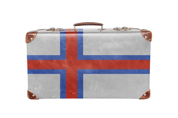 Vintage suitcase with Faroe Islands flag — Stock Photo, Image