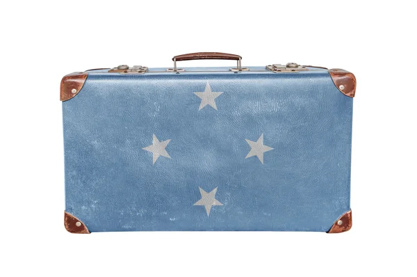 Винтажный чемодан с флагом Федеративных Штатов Микронезии — стоковое фото