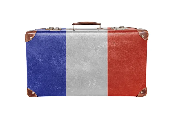 フランスの国旗とヴィンテージ スーツケース — ストック写真