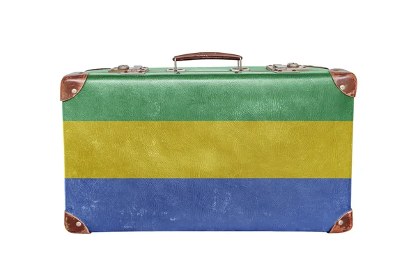 Gabon bayrak ile Vintage çanta — Stok fotoğraf