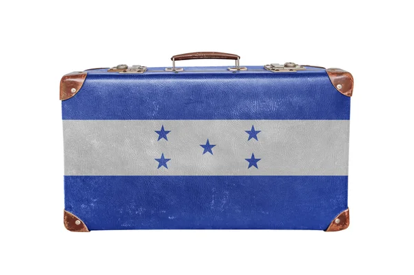 Mala vintage com bandeira de Honduras — Fotografia de Stock