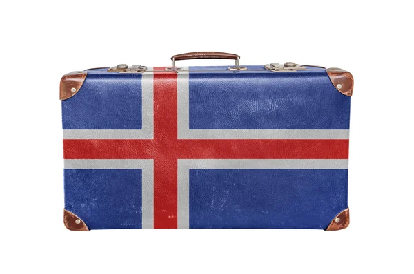 Vintage resväska med isländsk flagga — Stockfoto