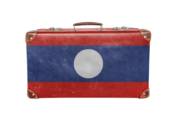 Maleta vintage con bandera de Laos — Foto de Stock
