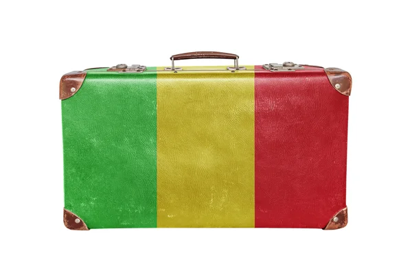 マリの旗とヴィンテージ スーツケース — ストック写真