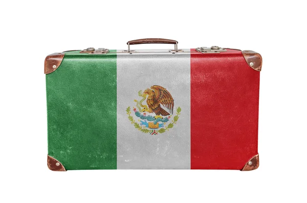 Maleta Vintage con bandera de México —  Fotos de Stock