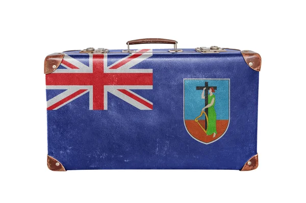 Vintage resväska med Montserrats flagga — Stockfoto