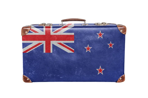 Maleta Vintage con bandera de Nueva Zelanda — Foto de Stock
